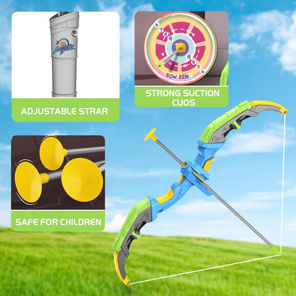 DE Bow & Arrow Toy Set, LED-lit Archery Toy,10 Suction Cup Arrows, Targets, Arrows Holders