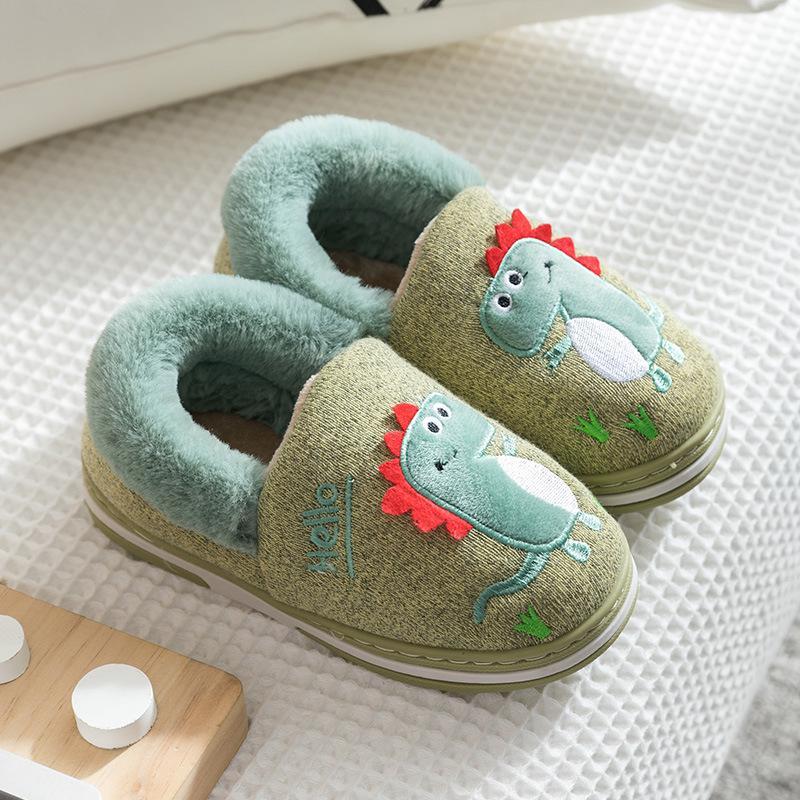 Children's Winter Cotton Dinosaur Slippers Are Soft, Non-Slip And Warm