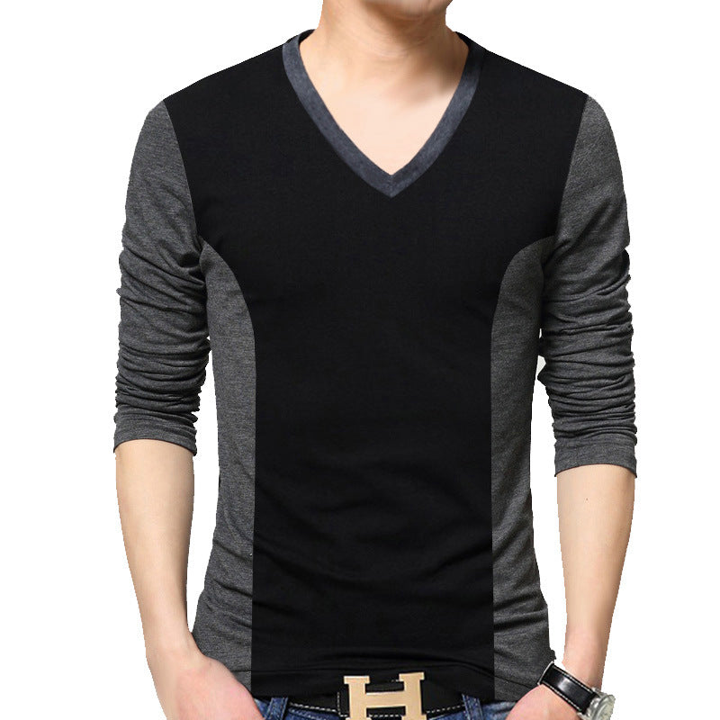 Men's Fashion Casual Collision Color Long-sleeved T-shirt