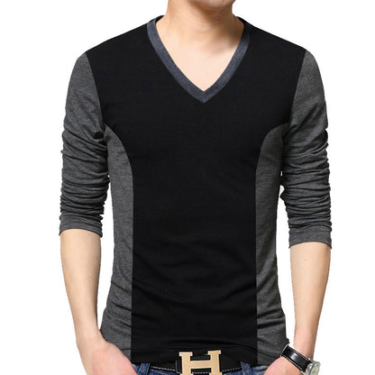 Men's Fashion Casual Collision Color Long-sleeved T-shirt