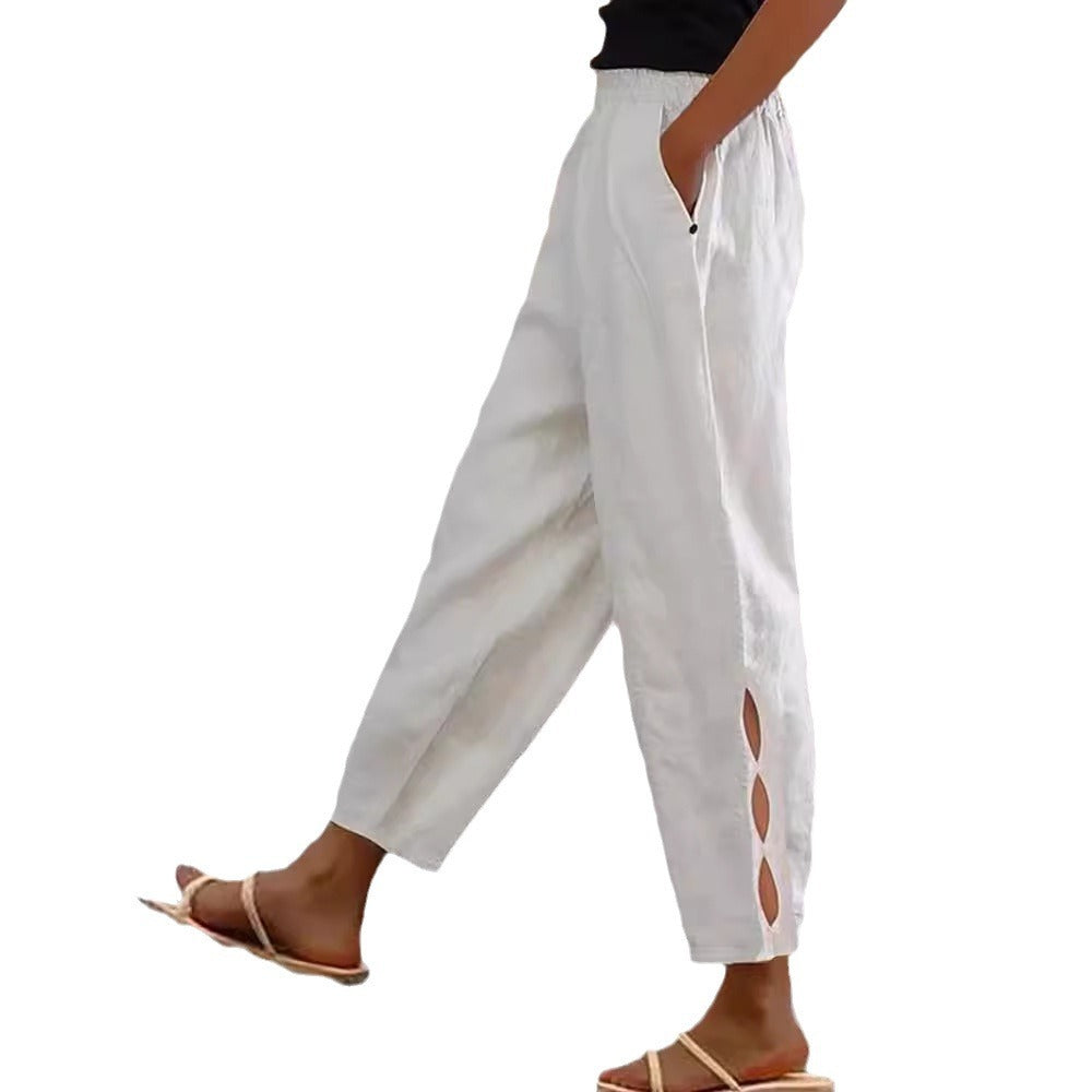 Foot Hollow-out Button Trousers