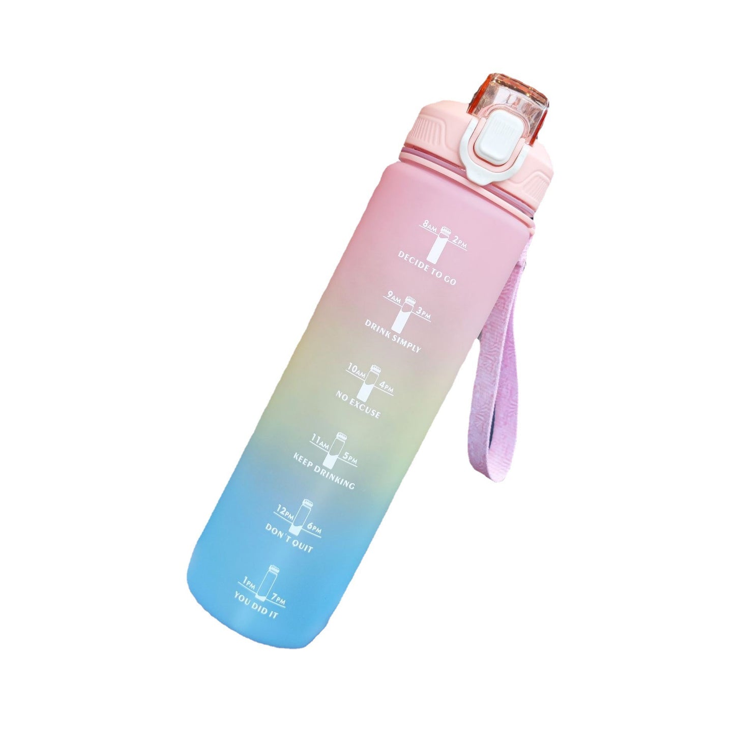 Gradient Plastic Duckbill Straw Sports Water Bottle