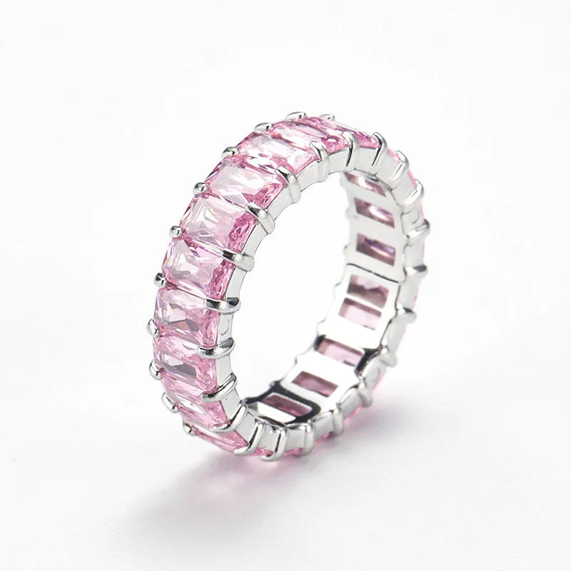 Titanium Steel Ring Niche Colorful Multi-color Zircon Titanium Steel Ring