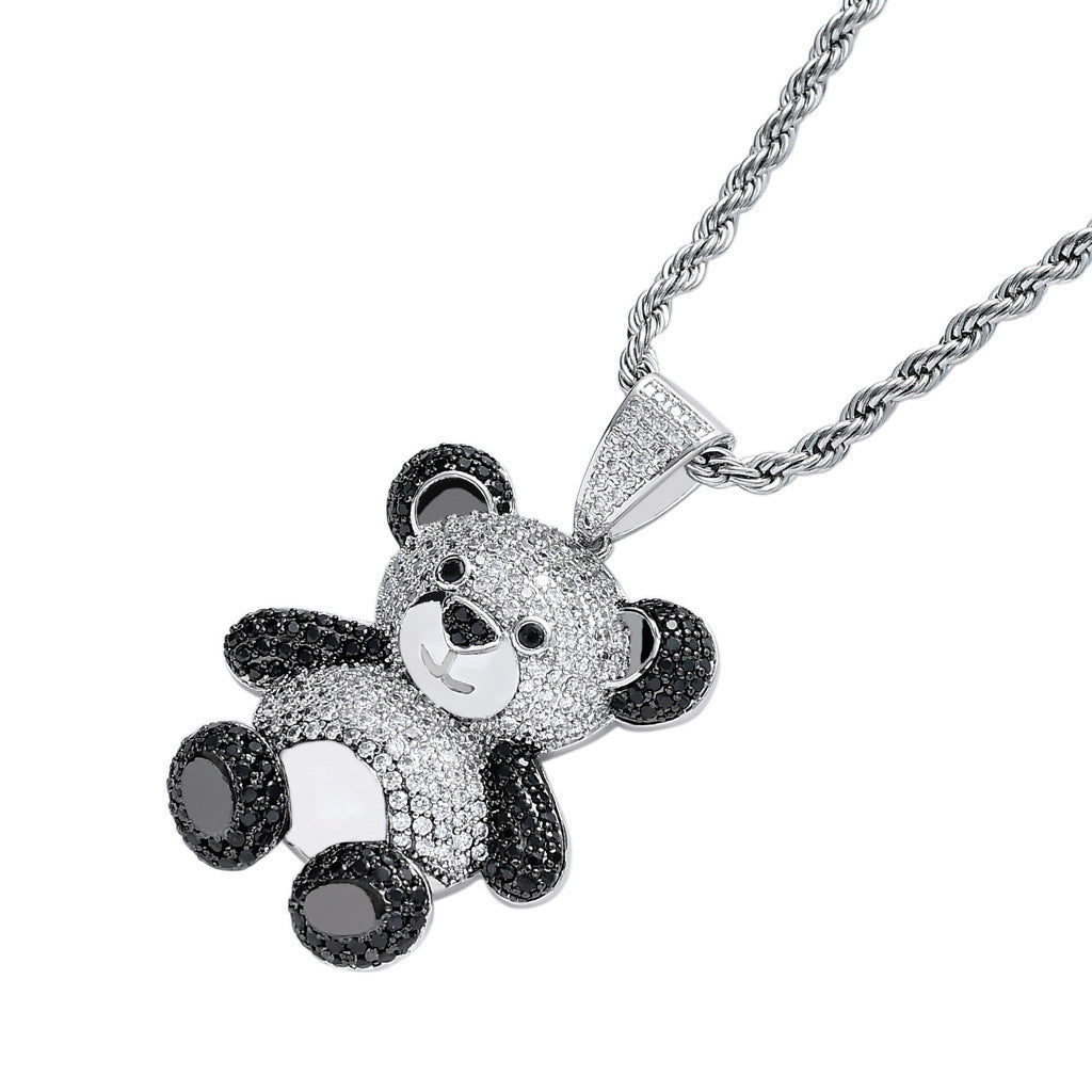 Explosive National Treasure Panda Pendant Micro-inlaid Zircon Unisex Hip Hop Necklace