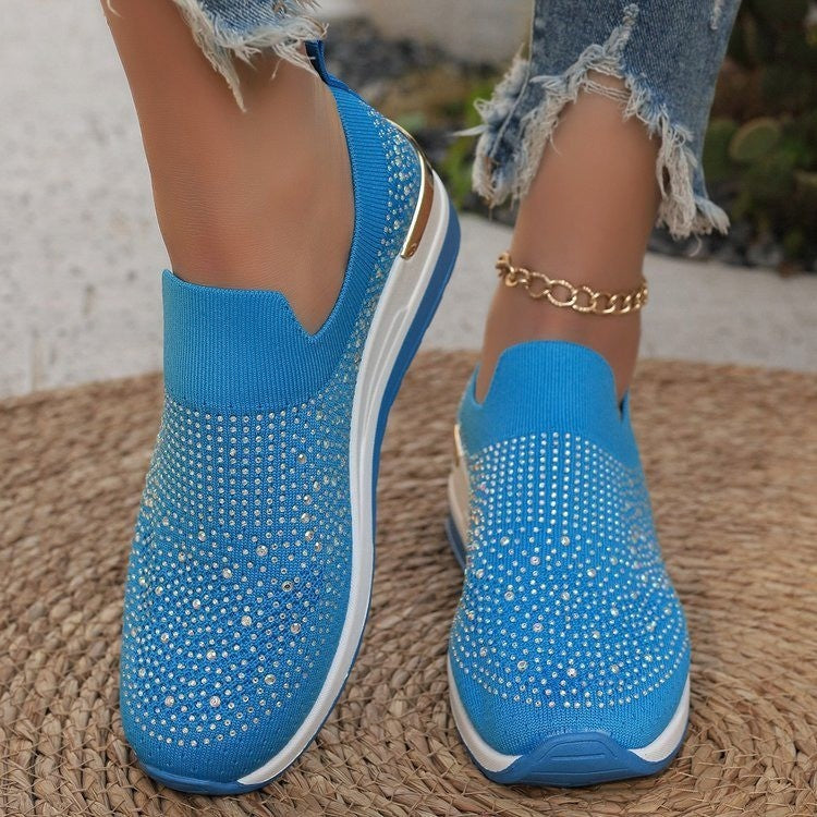 Breathable Shoes Spring Flyknit Slip-on Casual Mesh Breathable Sock-like Shoes