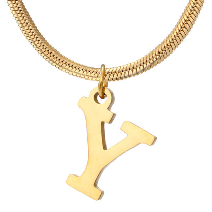 Chains Minimalist A-Z Letter Pendant Necklace For Women Stainless Steel Gold Color Snake Chains Jewelry Birthday Gift