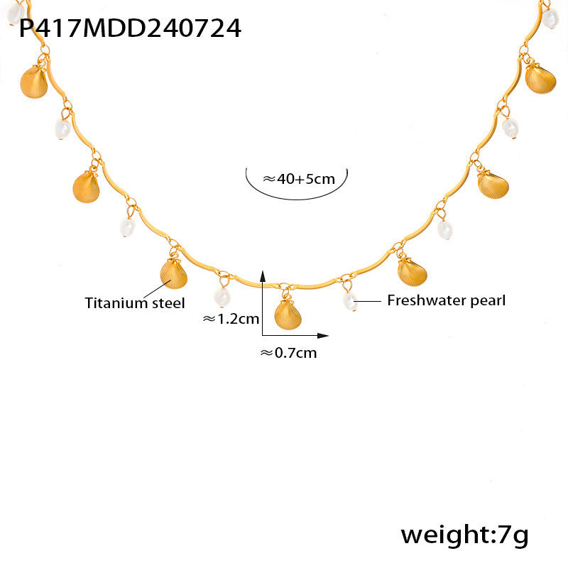 Pearl Tassel Necklace Fashion Multi-element 18K Gold Plating