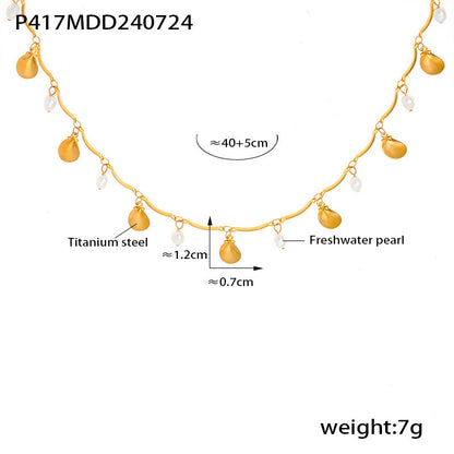 Pearl Tassel Necklace Fashion Multi-element 18K Gold Plating