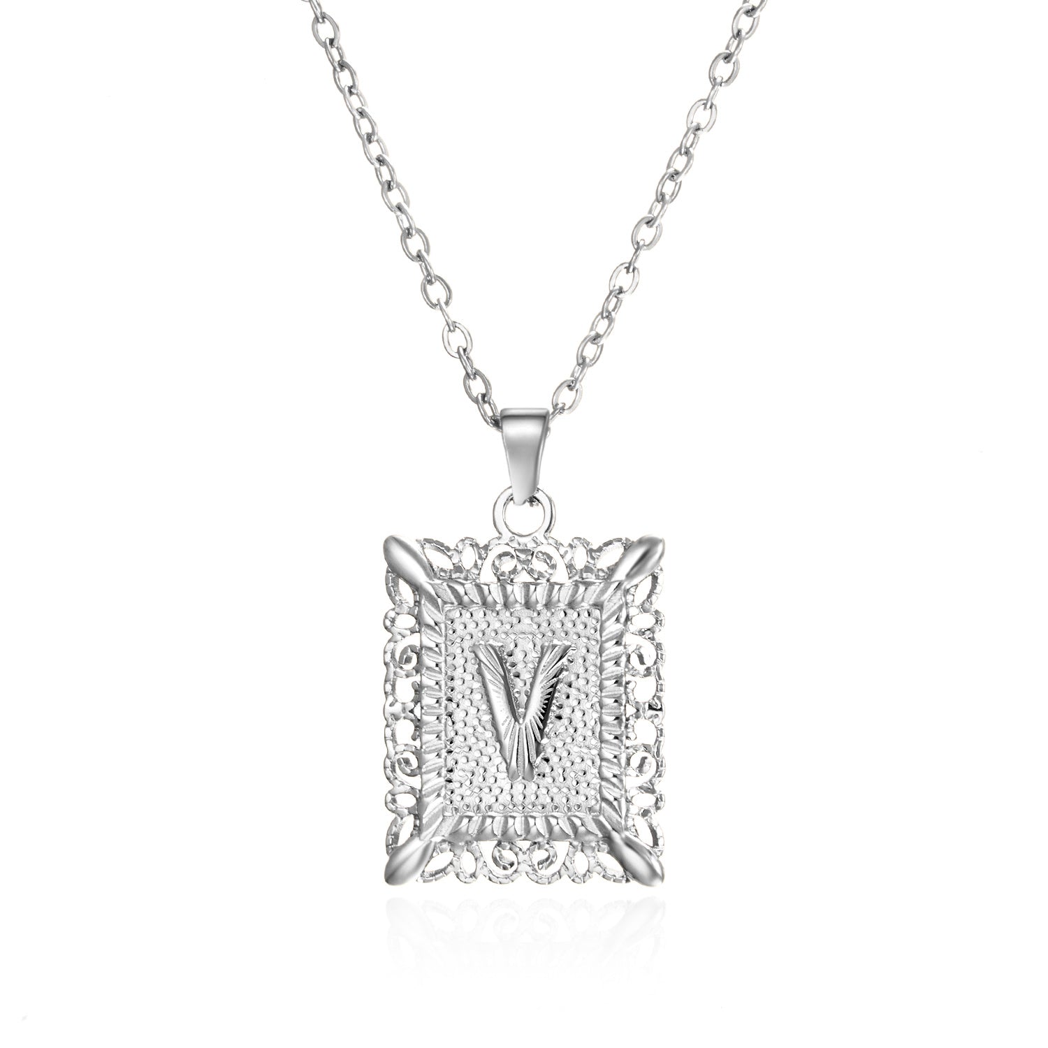 Stainless Steel 26 Letters Titanium Steel Square Pendant - sumet.shop