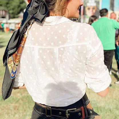Women's Spring and Autumn Polka Dot Shirt Top