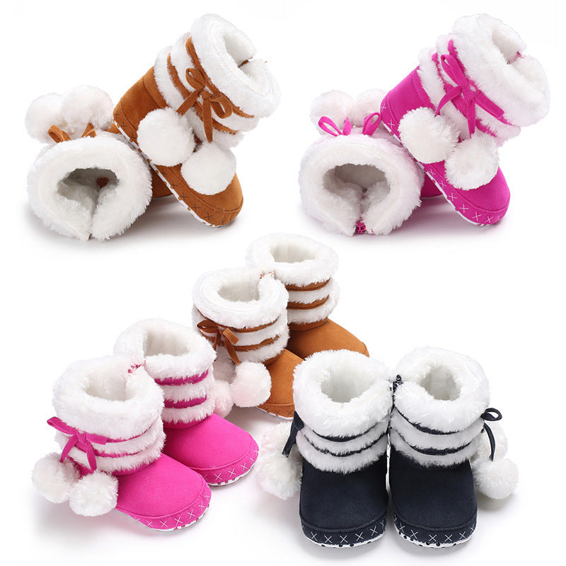 Children Winter Booties Pom Pom Winter Booties