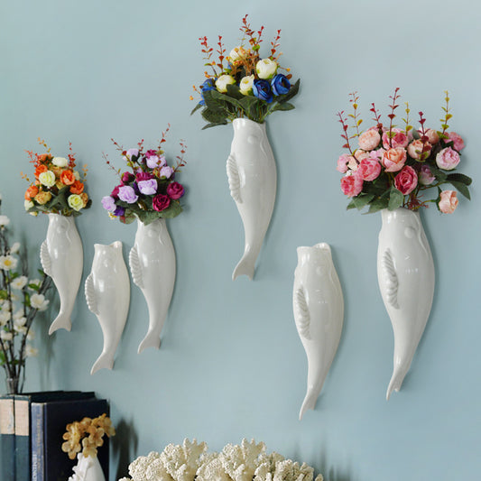 Simple Modern Creative Wall Ceramic Goldfish Vase