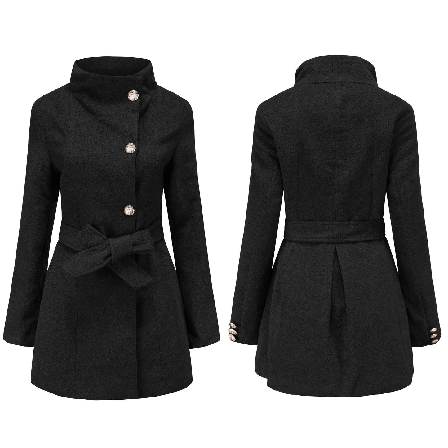 Women's Long Slim Fit Long Sleeve Woolen Coat