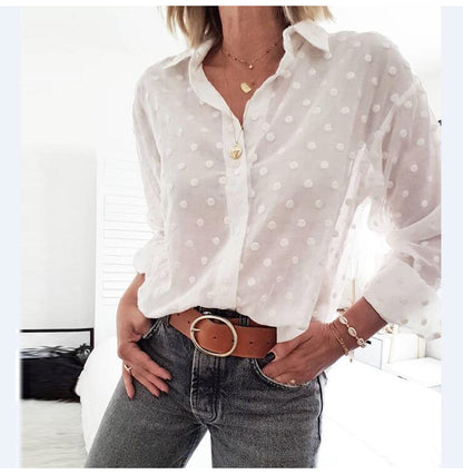 Women's Spring and Autumn Polka Dot Shirt Top