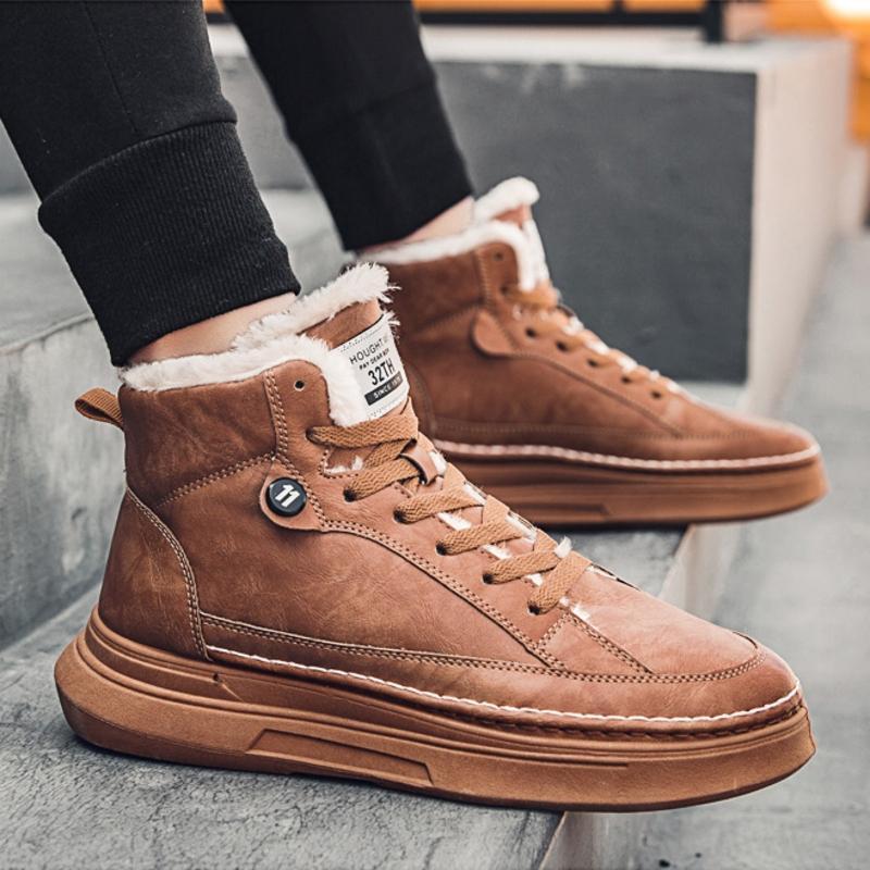 fashion casual Boots shoes New style plus velvet thick warm high-top sneakers men's cotton shoes Korean fashion casual shoes