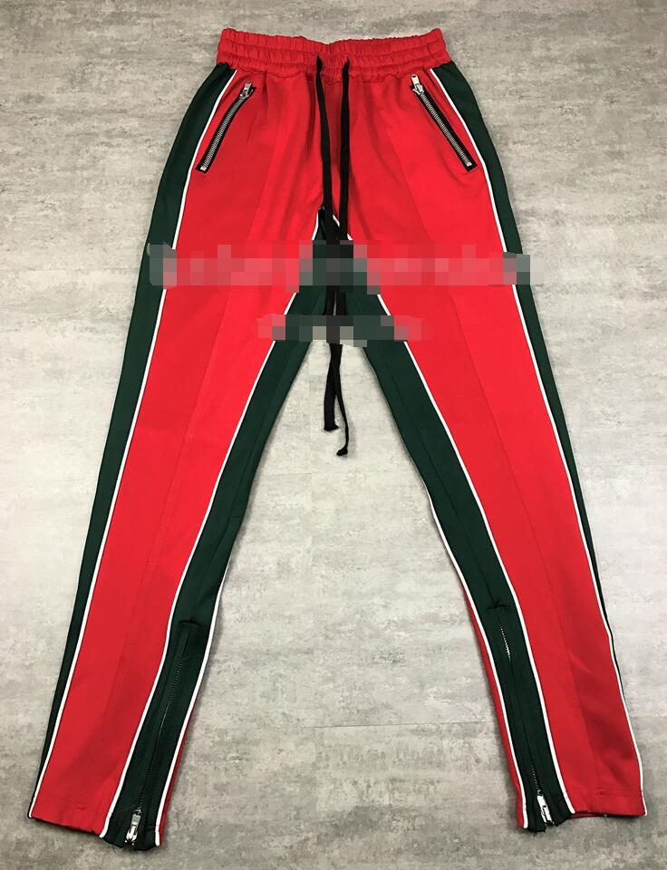 Double Stripes Ankle Zips Track Pants Color Blocking Sweatpants Black Drawstring Free Shipping