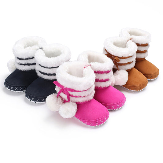 Children Winter Booties Pom Pom Winter Booties