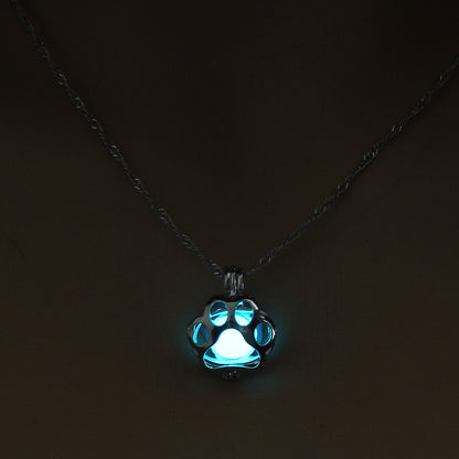 Fashion Jewelry Dog Paw Hollow Luminous Necklace