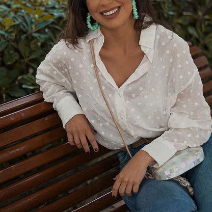Women's Spring and Autumn Polka Dot Shirt Top