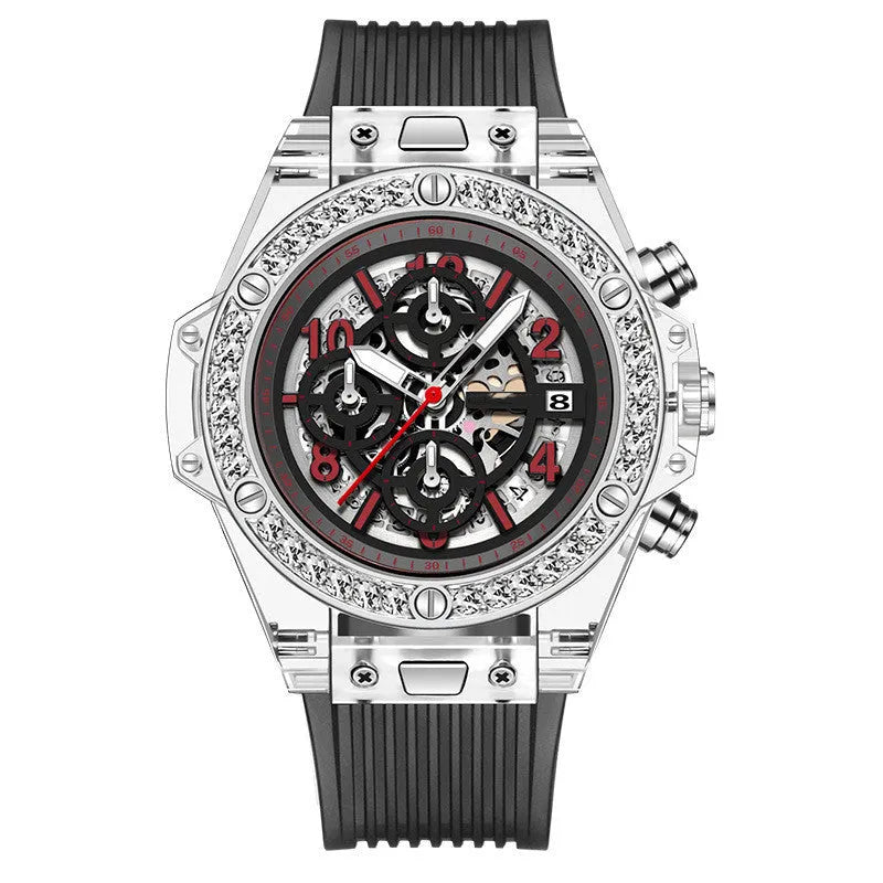 Watch Waterproof Diamond Inlaid Transparent Quartz Watch Waterproof