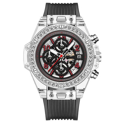 Watch Waterproof Diamond Inlaid Transparent Quartz Watch Waterproof