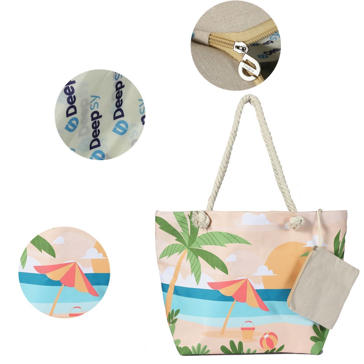 Beach Waterproof Bags Canvas Beach Tote Bag For Women.