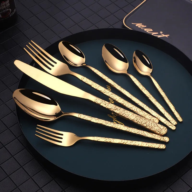 Embossed Textured Handle Steak Cutlery Western Cutlery