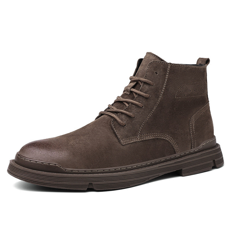 Leather Boots Round Toe Top Layer Cowhide Casual Men's Leather Boots