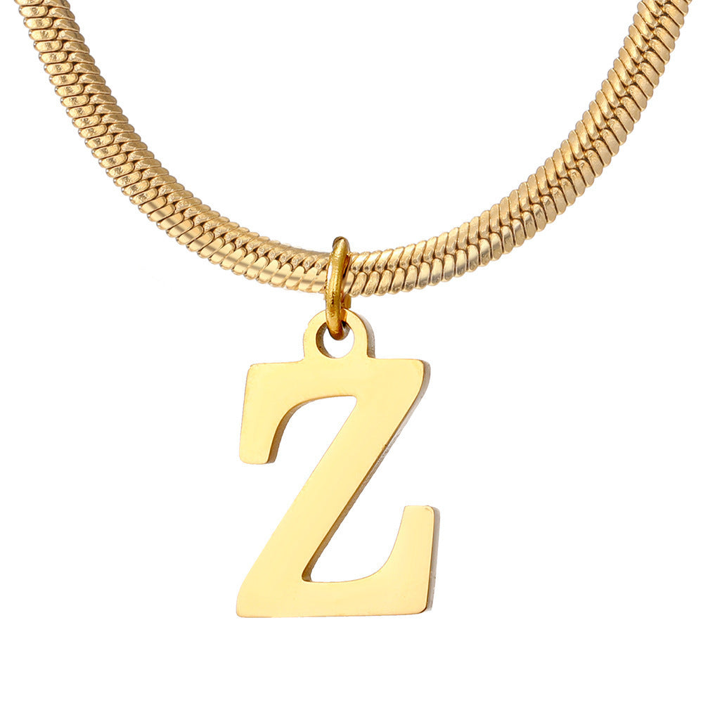 Chains Minimalist A-Z Letter Pendant Necklace For Women Stainless Steel Gold Color Snake Chains Jewelry Birthday Gift