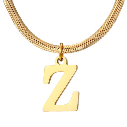 Chains Minimalist A-Z Letter Pendant Necklace For Women Stainless Steel Gold Color Snake Chains Jewelry Birthday Gift