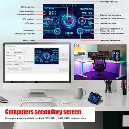 Computer Small Secondary Screen IPS Full View USB Chassis Monitor Date Display