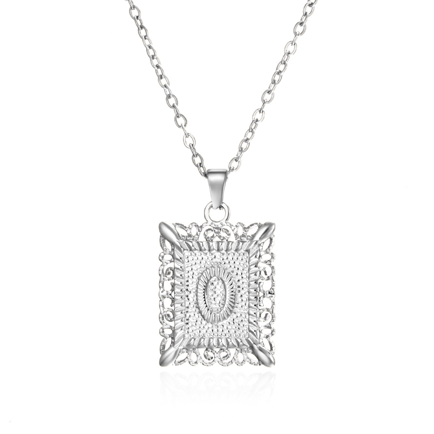 Stainless Steel 26 Letters Titanium Steel Square Pendant - sumet.shop