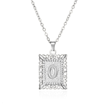 Stainless Steel 26 Letters Titanium Steel Square Pendant - sumet.shop