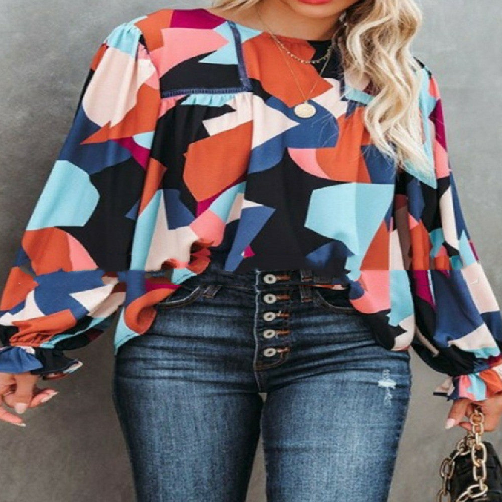 Fashion Ruffles Puff Sleeve Shirt