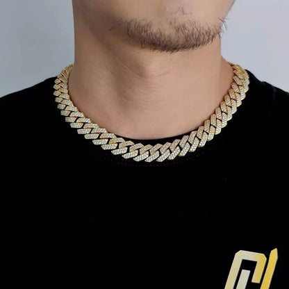 Gold Plated Iced Out Chain for Men and Women Cuban Chain Necklace - sumet.shop