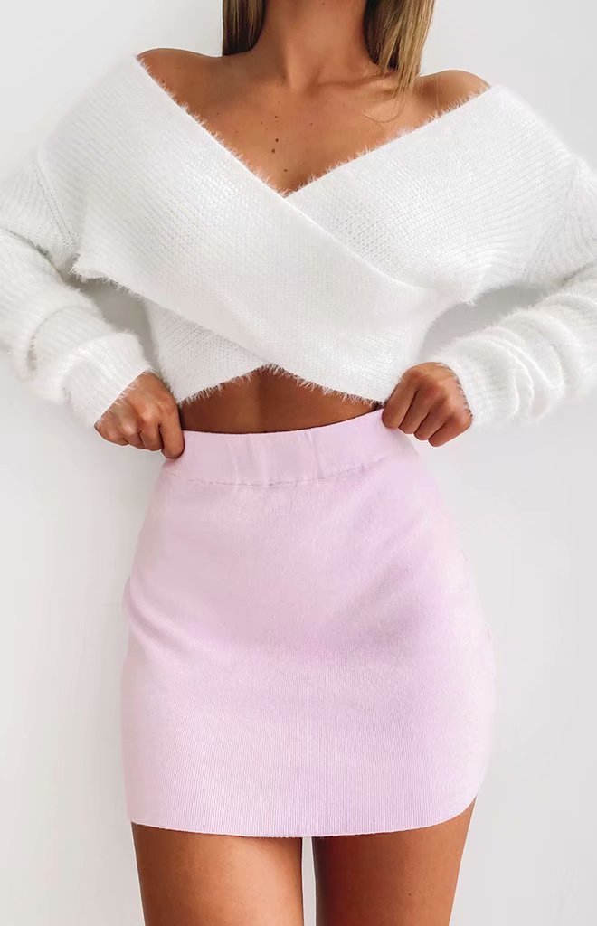 Sexy Cross V-neck Long Sleeve Top Knitted Sweater