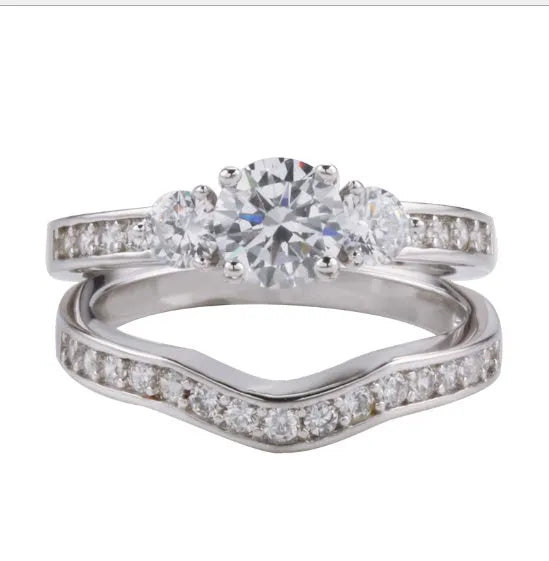marriage proposal couple ring White copper plated white gold men and women models micro-inlaid simulation diamond ring lily life love marriage proposal couple ring