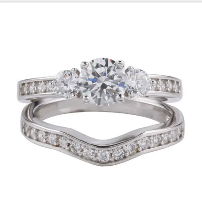 marriage proposal couple ring White copper plated white gold men and women models micro-inlaid simulation diamond ring lily life love marriage proposal couple ring
