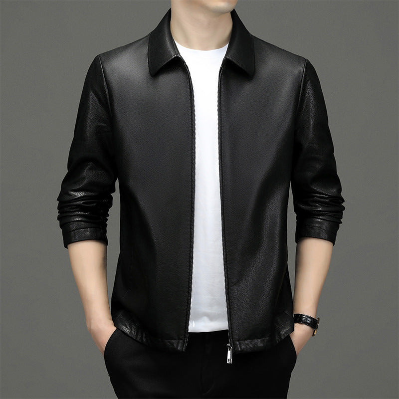 Leather Jacket Men Lapel Ecological Real Leather Clothes Coat Leather Jacket Men