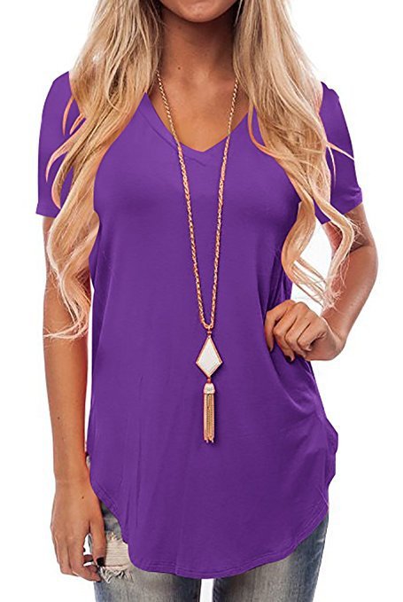 V-Neck Short Sleeve T-Shirt Tuxedo Loose T-Shirt