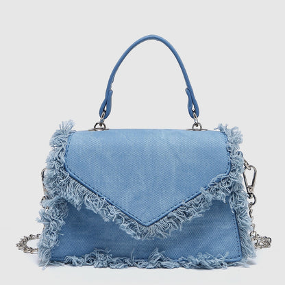 Bag Retro Tassel Bag Denim Blue Mini Crossbody Bag