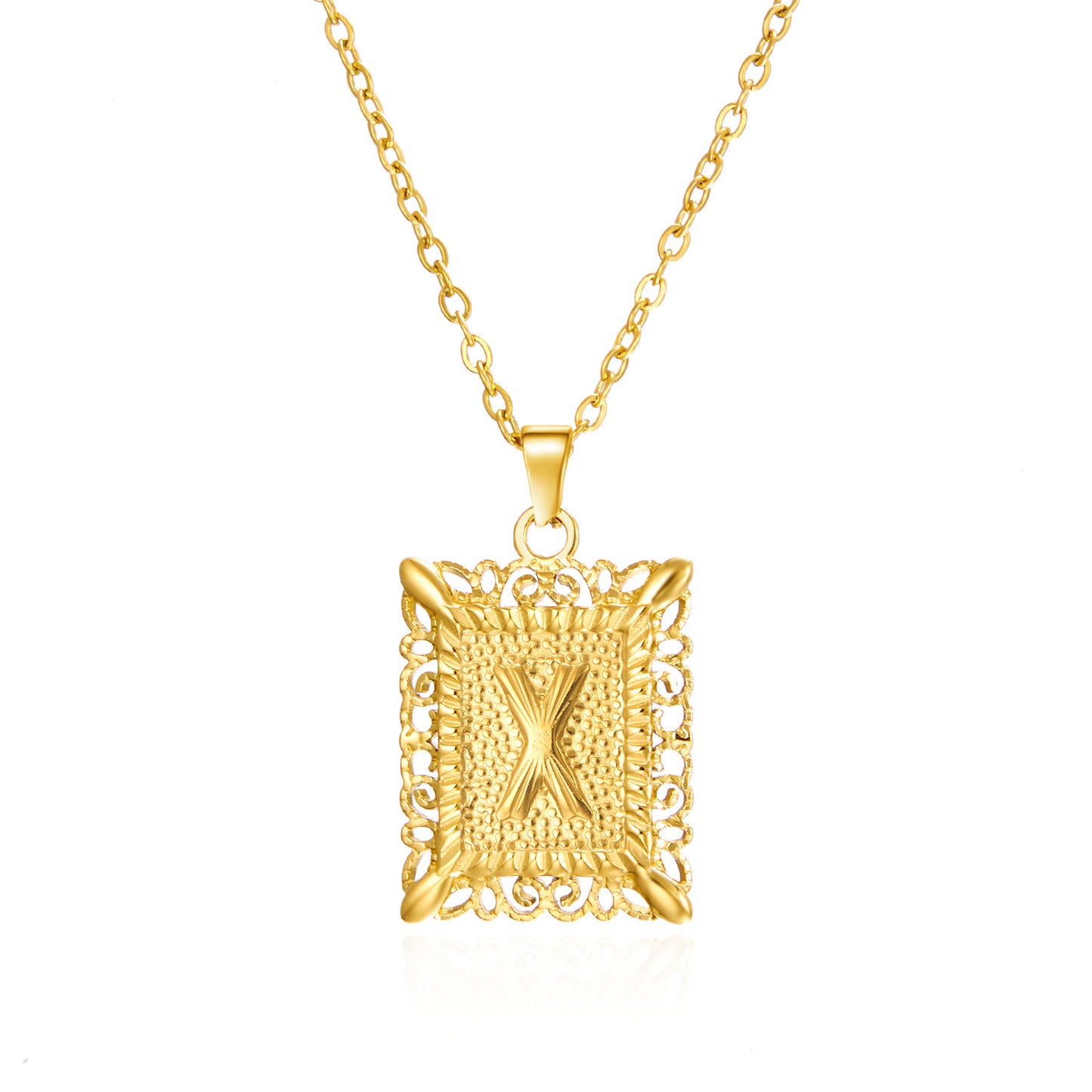 Stainless Steel 26 Letters Titanium Steel Square Pendant - sumet.shop