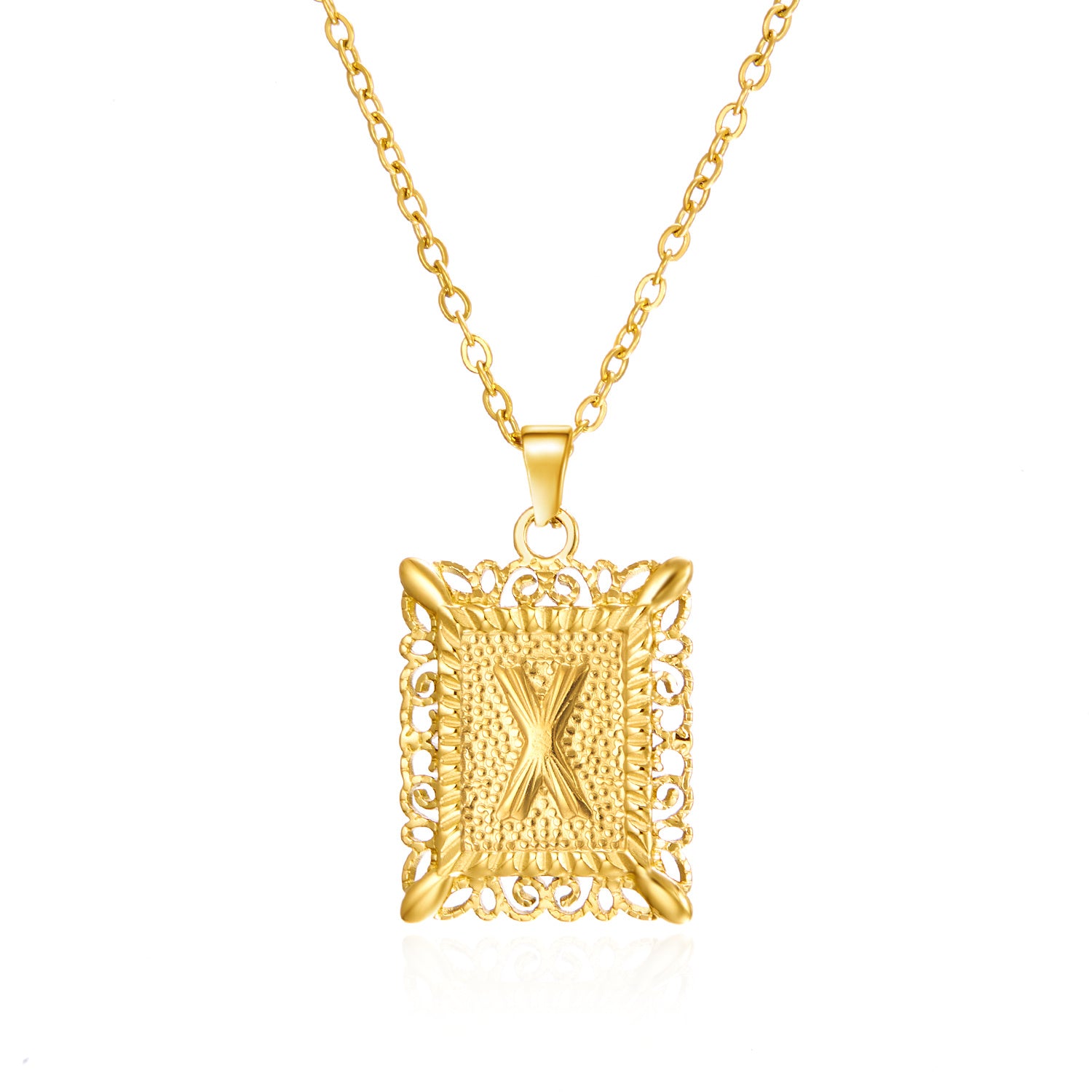 Stainless Steel 26 Letters Titanium Steel Square Pendant - sumet.shop