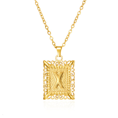 Stainless Steel 26 Letters Titanium Steel Square Pendant - sumet.shop