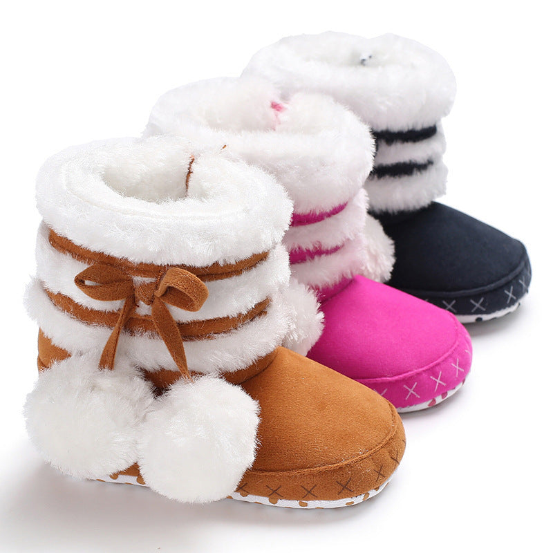 Children Winter Booties Pom Pom Winter Booties