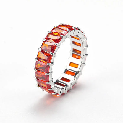 Titanium Steel Ring Niche Colorful Multi-color Zircon Titanium Steel Ring