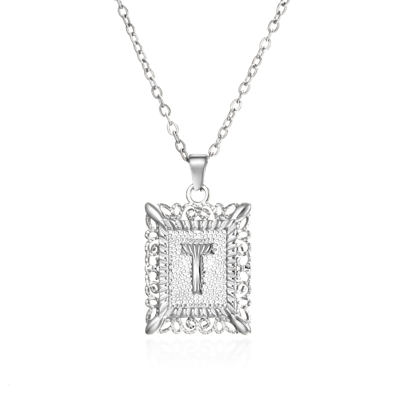 Stainless Steel 26 Letters Titanium Steel Square Pendant - sumet.shop