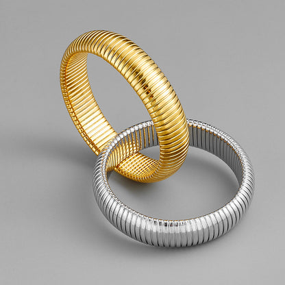 Golden Stainless Steel 18K Bracelet With Double Rings - sumet.shop