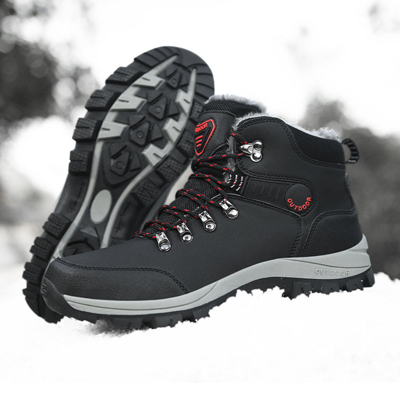 Boots Hiking Lace-up Shoes Winter Snow Boots Men Warm Plush Ankle Boots Hiking Lace-up Shoes