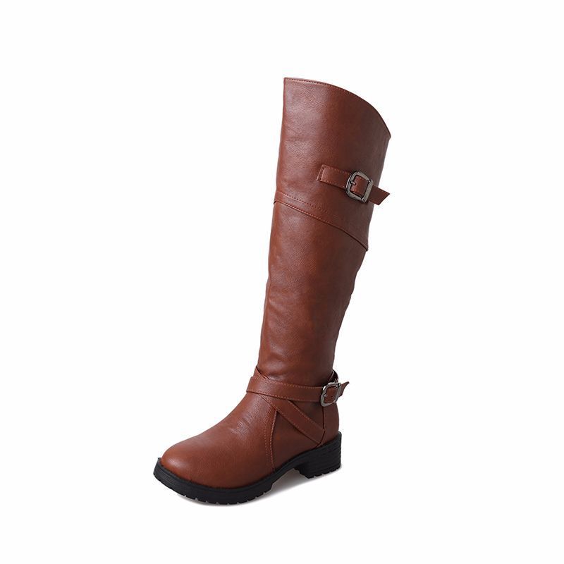 Knee Boots Women's shoes with large belt buckle and Knee Boots